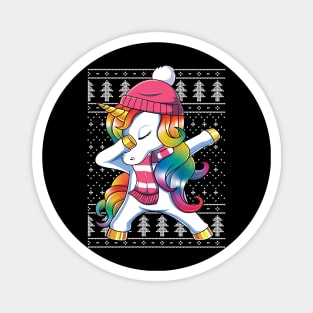 Dabbing Unicorn Ugly Christmas Sweater Xmas Dab Dance Magnet